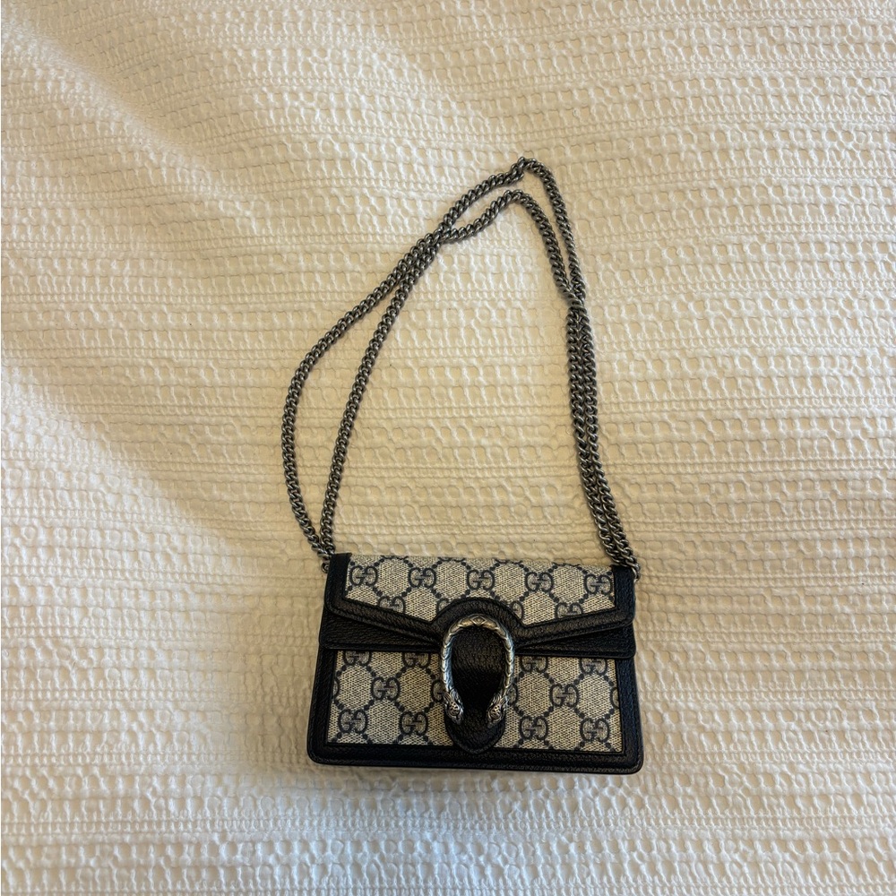 Gucci Beige & Black GG Supreme Crossbody Bag